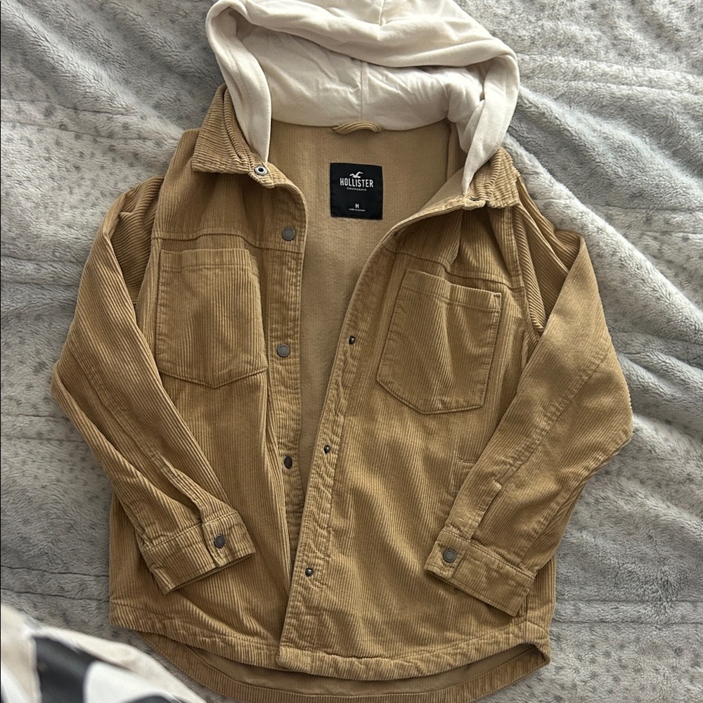 Hollister Beige Corduroy Jacket with Hood